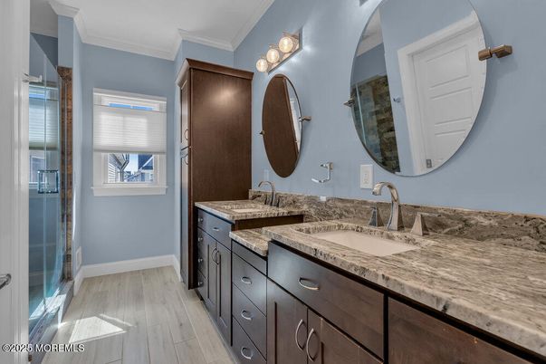Bathroom, Dual Sink Vanities, Interior, Wood Texture Flooring