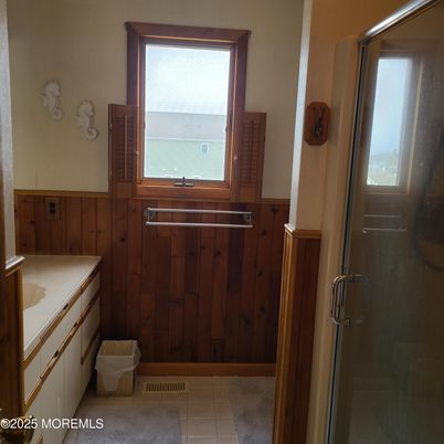 Bathroom, Glass Shower, Interior, Wooden Walls
