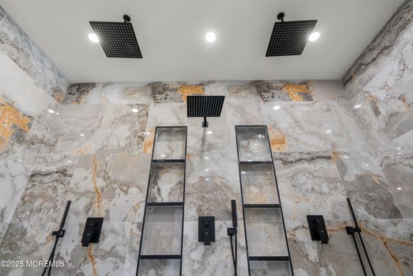 Bathroom, Interior, Marble Walls, Recessed Lighting