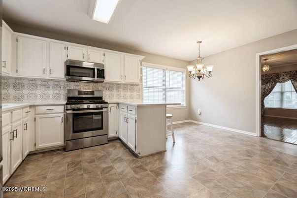 Chandelier, Interior, Kitchen, Stainless Steel Appliances
