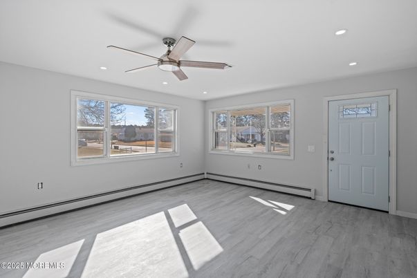 Empty room, Interior, Recessed Lighting, Wood Texture Flooring