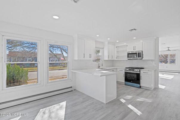 Interior, Kitchen, Recessed Lighting, Wood Texture Flooring