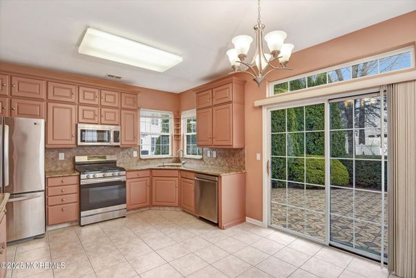 Chandelier, Interior, Kitchen, Stainless Steel Appliances