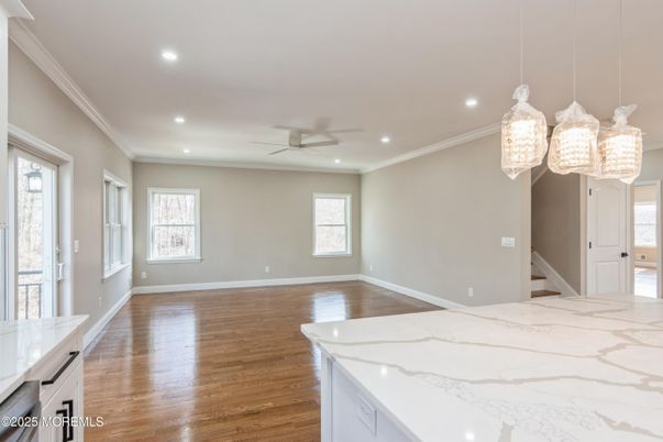 Empty room, Interior, Recessed Lighting, Wood Texture Flooring