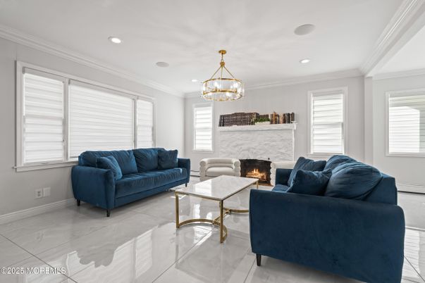Fireplace, Interior, Living room, Marble, Recessed Lighting