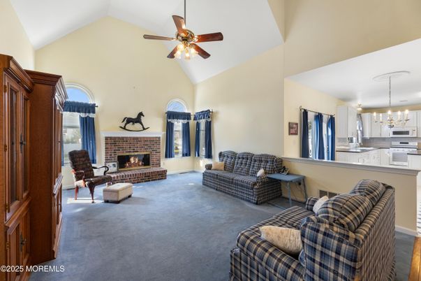 Fireplace, Interior, Kitchen, Living room, Stainless Steel Appliances