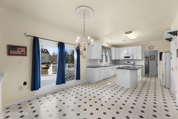 Chandelier, Interior, Kitchen, Stainless Steel Appliances