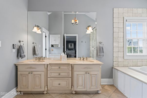 Bathroom, Chandelier, Dual Sink Vanities, Interior