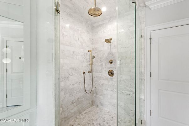 Bathroom, Glass Shower, Interior, Marble Walls