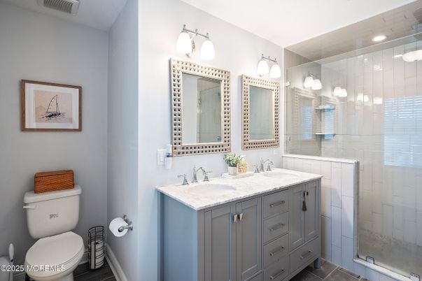 Bathroom, Dual Sink Vanities, Glass Shower, Interior