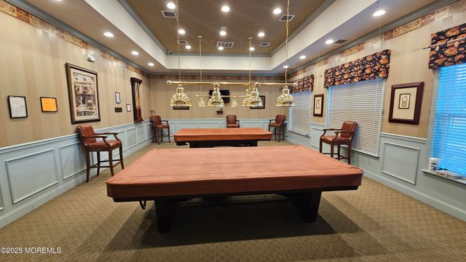 Billiard Table, Game Room, Interior, Pendant Lights, Recessed Lighting