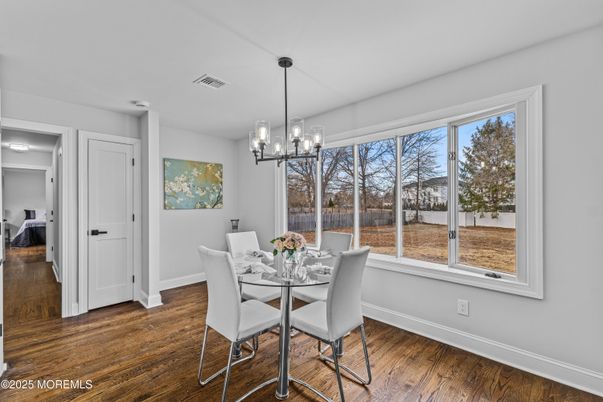 Chandelier, Dining room, Interior, Pendant Lights, Wood Texture Flooring