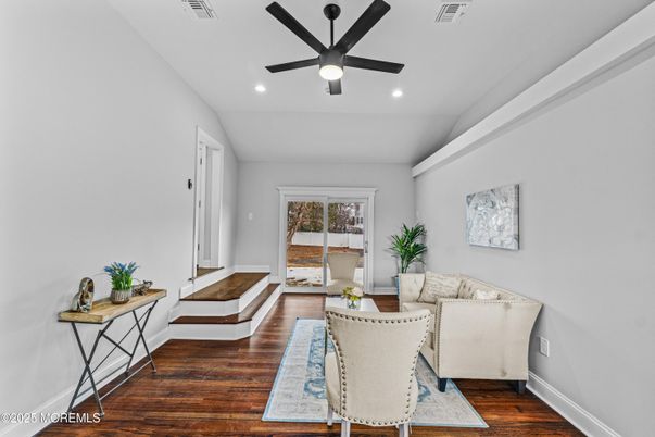 Interior, Living room, Recessed Lighting, Wood Texture Flooring