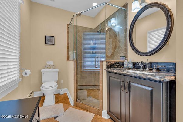 Bathroom, Glass Shower, Interior, Recessed Lighting