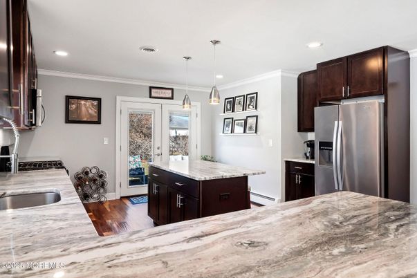 Interior, Kitchen, Pendant Lights, Recessed Lighting, Wood Texture Flooring
