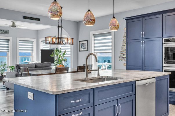 Interior, Kitchen, Pendant Lights, Stainless Steel Appliances, Wood Texture Flooring