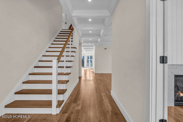 Fireplace, Interior, Recessed Lighting, Wood Texture Flooring