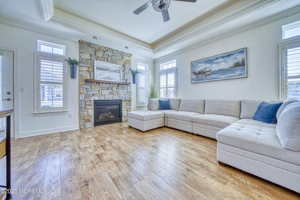 Fireplace, Interior, Living room, Stone Walls, Wood Texture Flooring