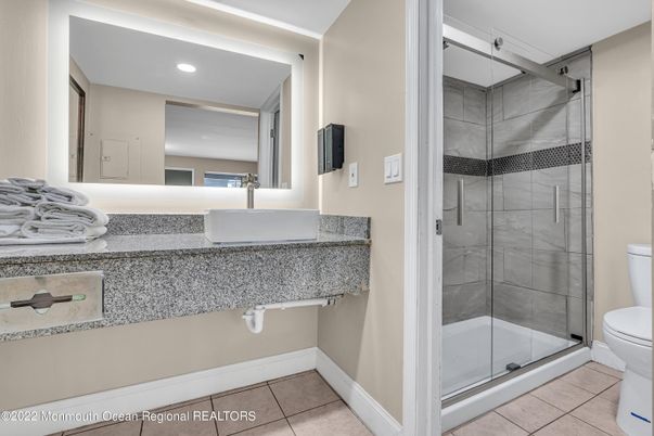Bathroom, Glass Shower, Interior, Recessed Lighting