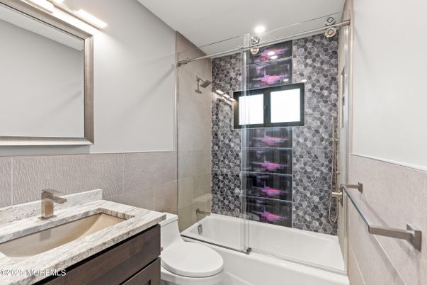 Bathroom, Glass Shower, Interior, Recessed Lighting