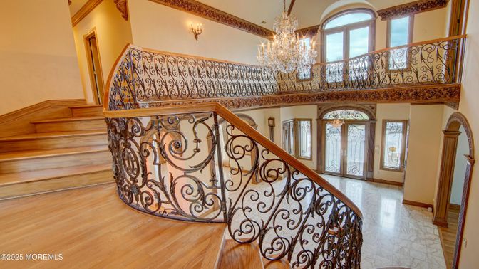 Chandelier, Interior, Wood Texture Flooring