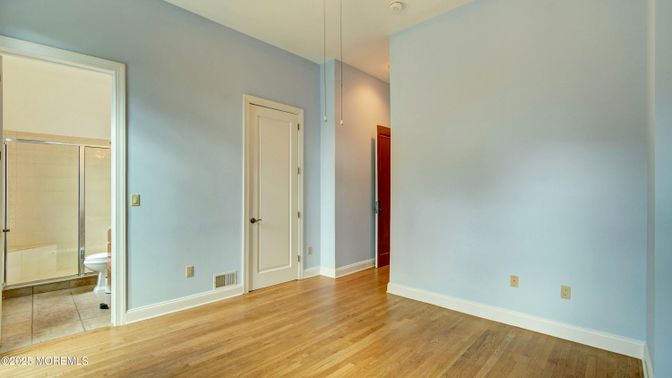 Bathroom, Glass Shower, Interior, Wood Texture Flooring