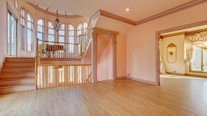 Chandelier, Interior, Wood Texture Flooring