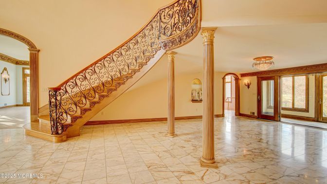 Chandelier, Empty room, Interior, Marble