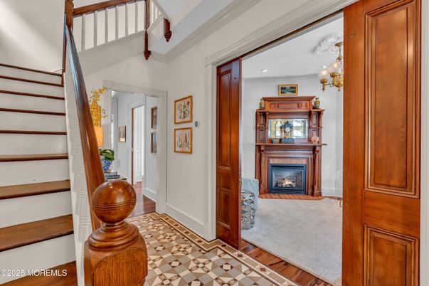 Chandelier, Fireplace, Interior, Wood Texture Flooring