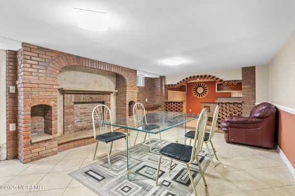 Dining room, Fireplace, Interior, Stone Walls