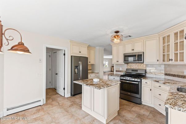 Chandelier, Interior, Kitchen, Stainless Steel Appliances