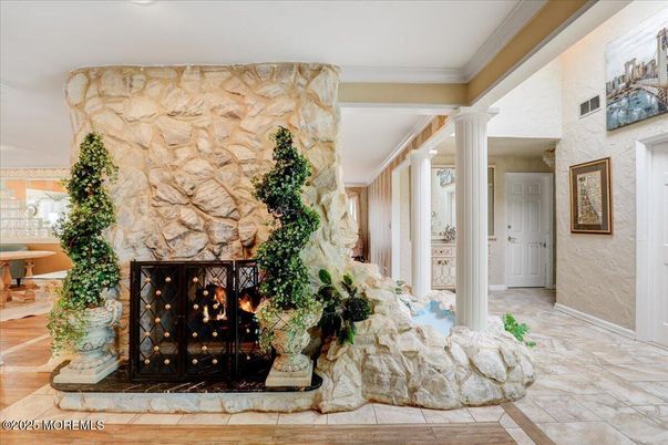 Fireplace, Interior, Stone Walls