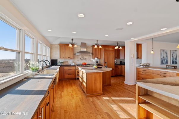 Interior, Kitchen, Pendant Lights, Recessed Lighting, Wood Texture Flooring