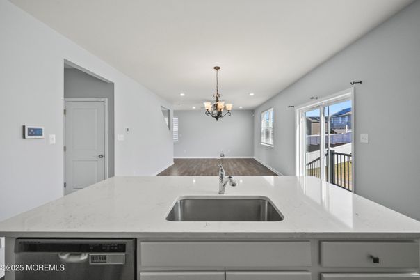 Chandelier, Interior, Kitchen, Recessed Lighting, Wood Texture Flooring