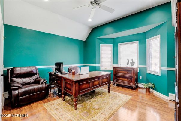 Home Office, Interior, Recessed Lighting, Wood Texture Flooring