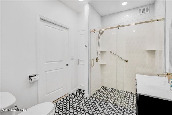Bathroom, Glass Shower, Interior, Recessed Lighting
