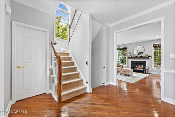 Fireplace, Interior, Recessed Lighting, Wood Texture Flooring