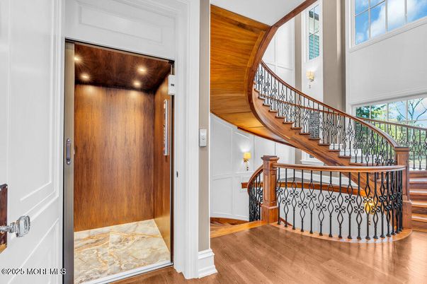 Elevator, Interior, Recessed Lighting, Wooden Ceilings, Wood Texture Flooring, Wooden Walls