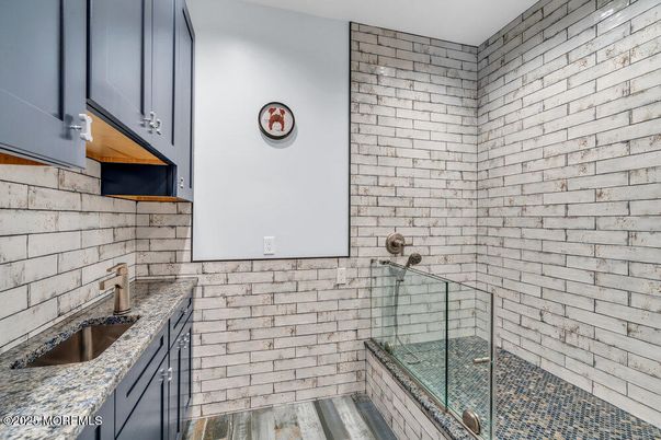Bathroom, Glass Shower, Interior, Stone Walls