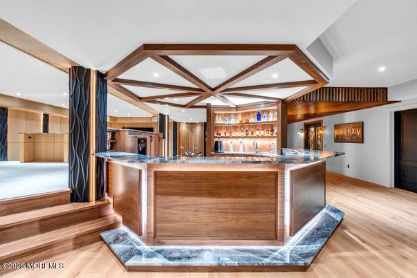 Interior, Kitchen, Recessed Lighting, Stainless Steel Appliances, Wooden Beams, Wood Texture Flooring