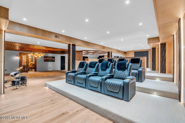 Home Theatre Room, Interior, Recessed Lighting, Wood Texture Flooring