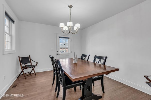 Chandelier, Dining room, Interior, Wood Texture Flooring