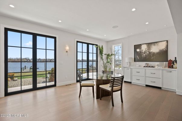 Dining room, Interior, Recessed Lighting, Water, Wood Texture Flooring