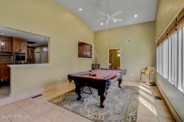 Billiard Table, Game Room, Interior, Recessed Lighting