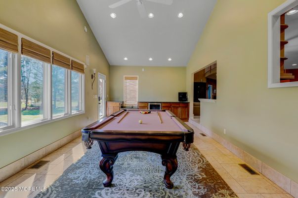 Billiard Table, Game Room, Interior, Recessed Lighting