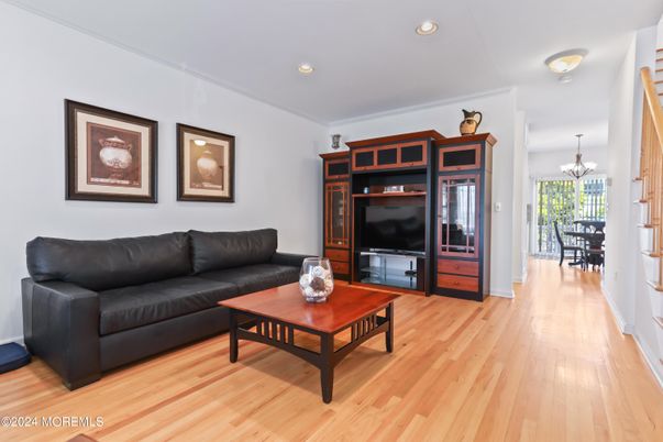 Chandelier, Dining room, Interior, Living room, Recessed Lighting, Wood Texture Flooring