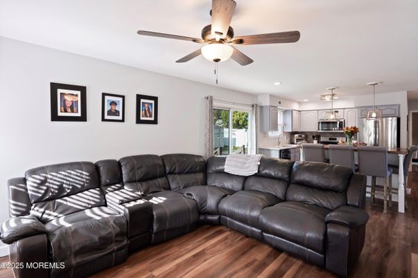 Interior, Kitchen, Living room, Pendant Lights, Recessed Lighting, Stainless Steel Appliances, Wood Texture Flooring