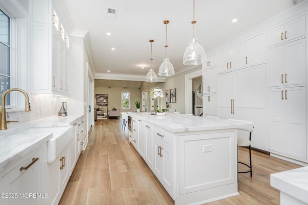 Interior, Kitchen, Pendant Lights, Recessed Lighting, Wood Texture Flooring