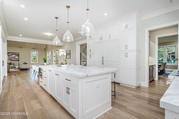 Interior, Kitchen, Pendant Lights, Recessed Lighting, Wood Texture Flooring