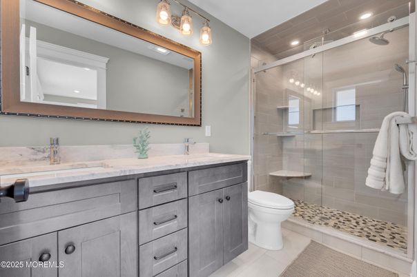 Bathroom, Dual Sink Vanities, Glass Shower, Interior, Recessed Lighting
